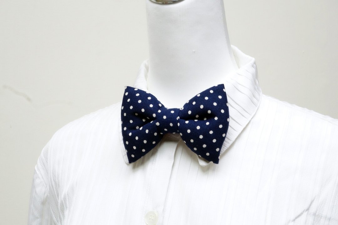 深蓝手工立体蝴蝶结领结 bow tie *SK* - 领结/领巾 - 棉 蓝色