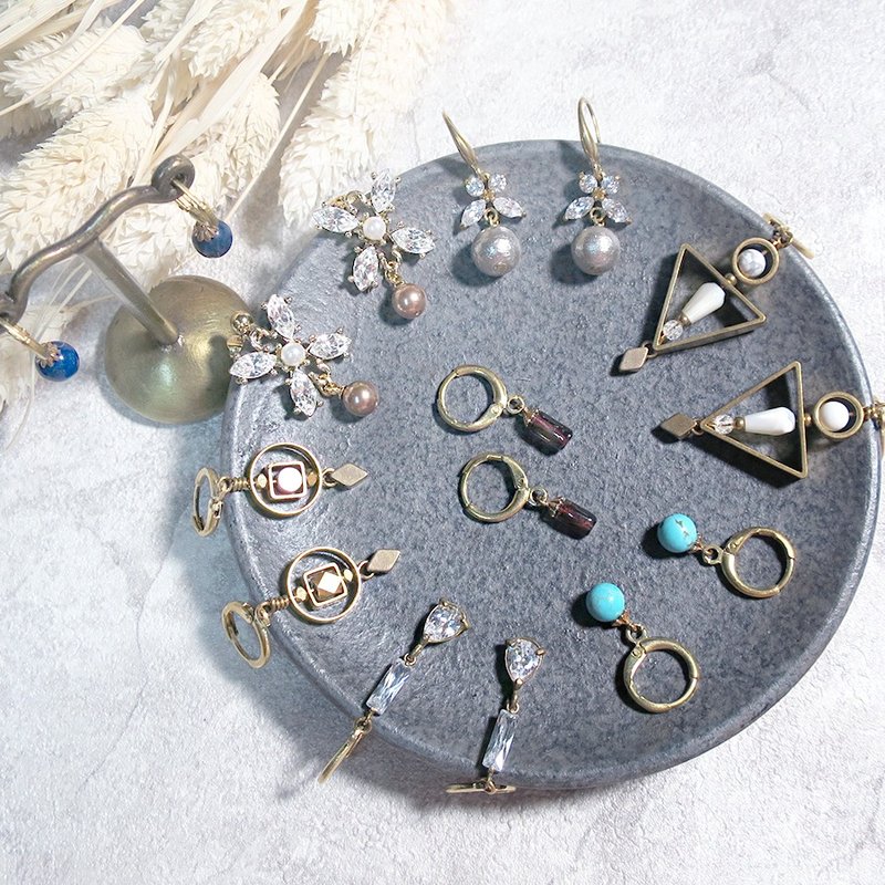 ♦ViiArt♦大吉大利♦限量福袋♦新年礼物♦耳环耳针耳饰耳夹黄铜18K金 - 耳环/耳夹 - 其他金属 金色