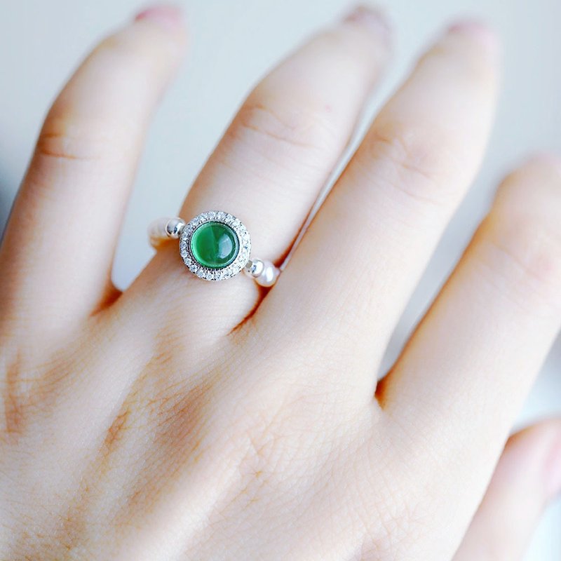 绿玛瑙和淡水珍珠戒指，一种能加深感情的治愈石，尾戒，五月/六月诞生石 - 戒指 - 其他金属 绿色