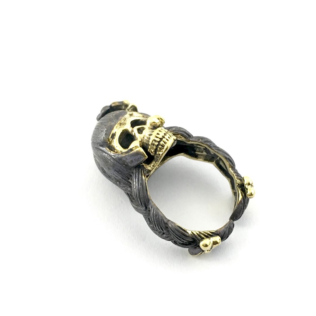 Zodiac Virgin skull ring is for Virgo in Brass and oxidized antique color ,Rocker jewelry ,Skull jewelry,Biker jewelry - 戒指 - 其他金属 