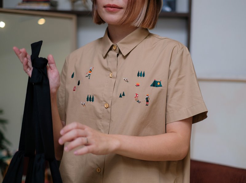 Shirt Dress : 连衣裙  Khaki 卡其色 - 洋装/连衣裙 - 棉．麻 卡其色
