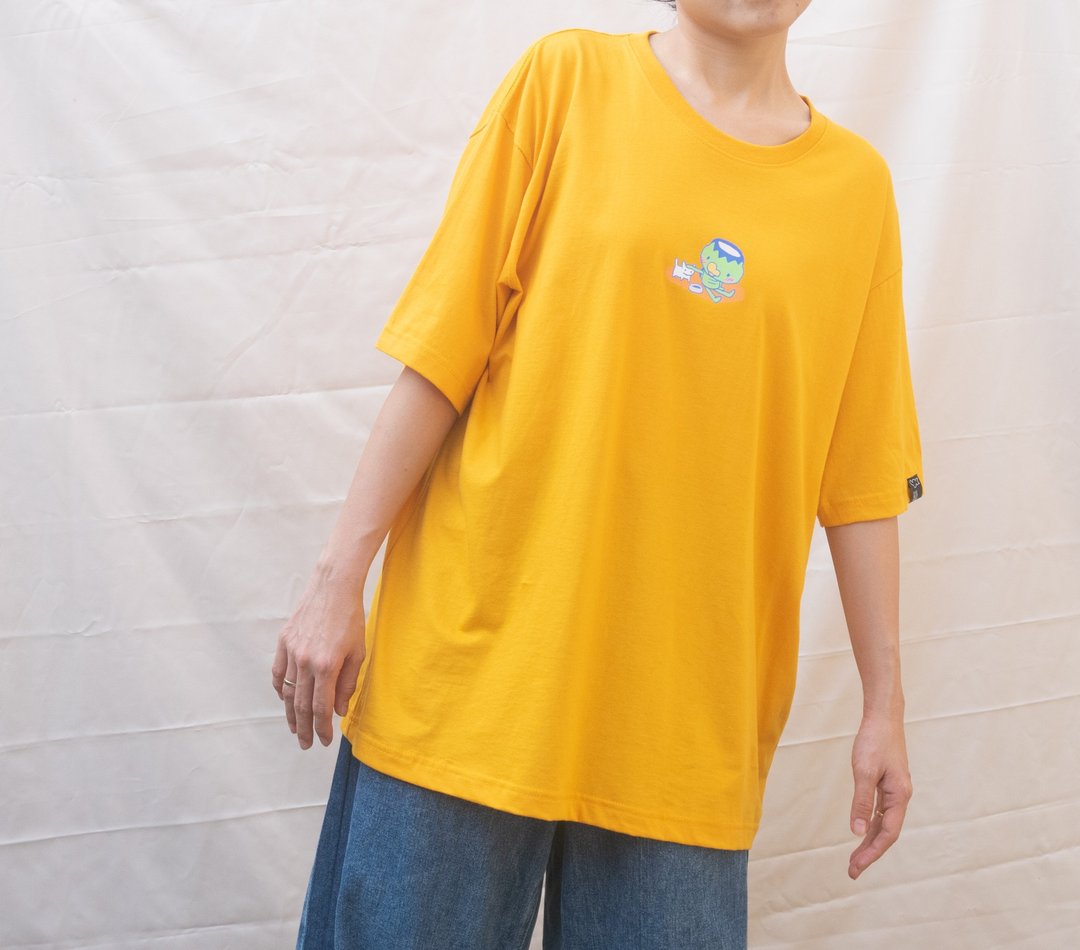 【Off-season sale】Oversize T-shirt - Kappa and Friend - Yel - 中性连帽卫衣/T 恤 - 棉 黄色