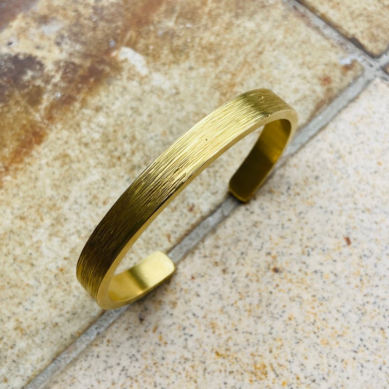 黄铜手环 横线纹路 8mm宽 可定制姓名 S409 - 手链/手环 - 铜/黄铜 金色