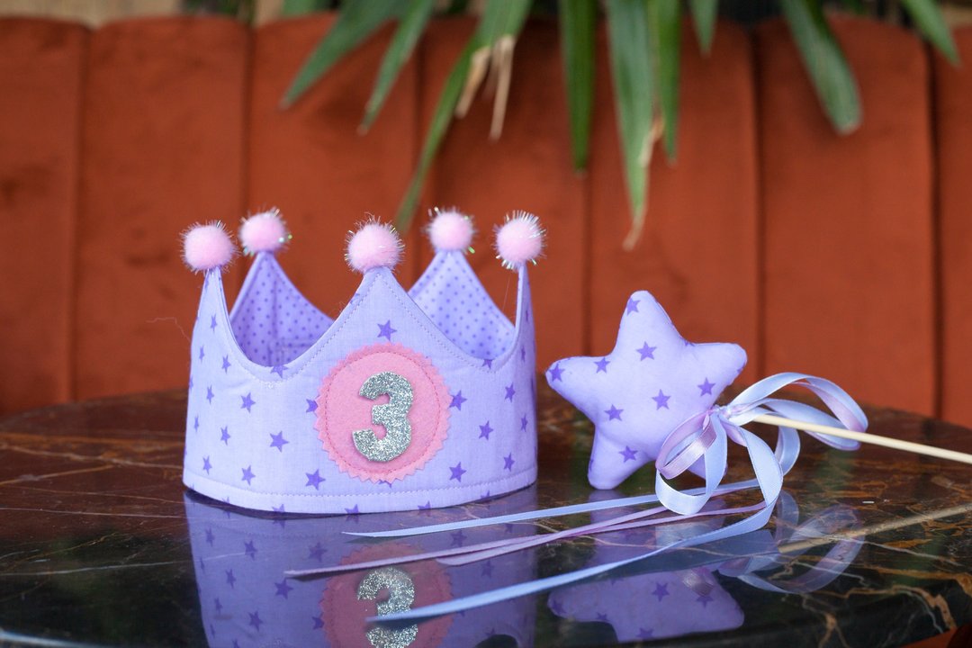 Purple Crown for Kids and Star Wand - 帽子 - 棉 紫色