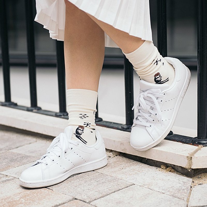 GREEN BLISS 有机棉袜 - [联名系列] JAEJUDOJOA Haenyeo  济州海女 中长袜 (男/女) - 袜子 - 棉．麻 白色