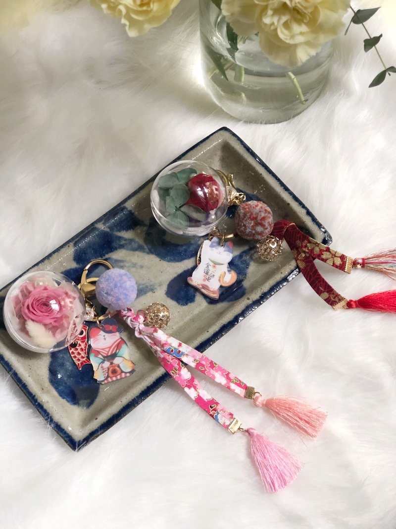 Hello 不凋花 永生花 现货 毕业礼物 日式风 钥匙圈 婚礼小物 - 钥匙链/钥匙包 - 植物．花 红色