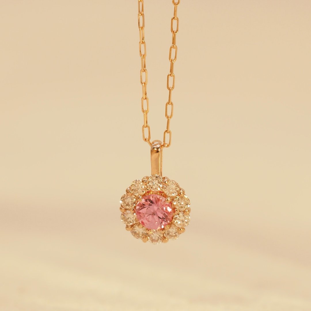 18K金帕帕拉恰宝石糖果项链 18K Gold Padparadscha Gem Candy Ne - 项链 - 贵金属 