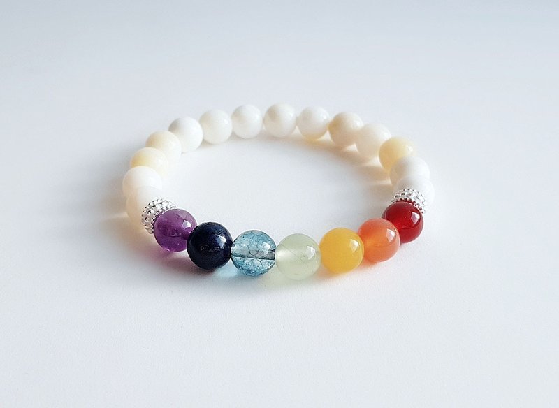 宝石系 ‧ 七色花 天然矿石 925纯银 ‧ 手链 - 手链/手环 - 宝石 多色