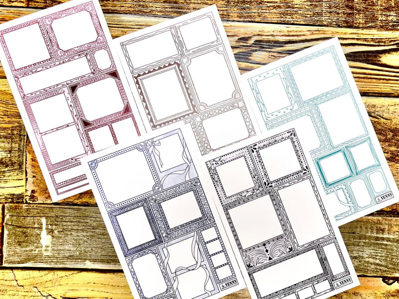 （特殊纸5种5张套装） yentage frame ver.3 5种 - 贴纸 - 纸 多色