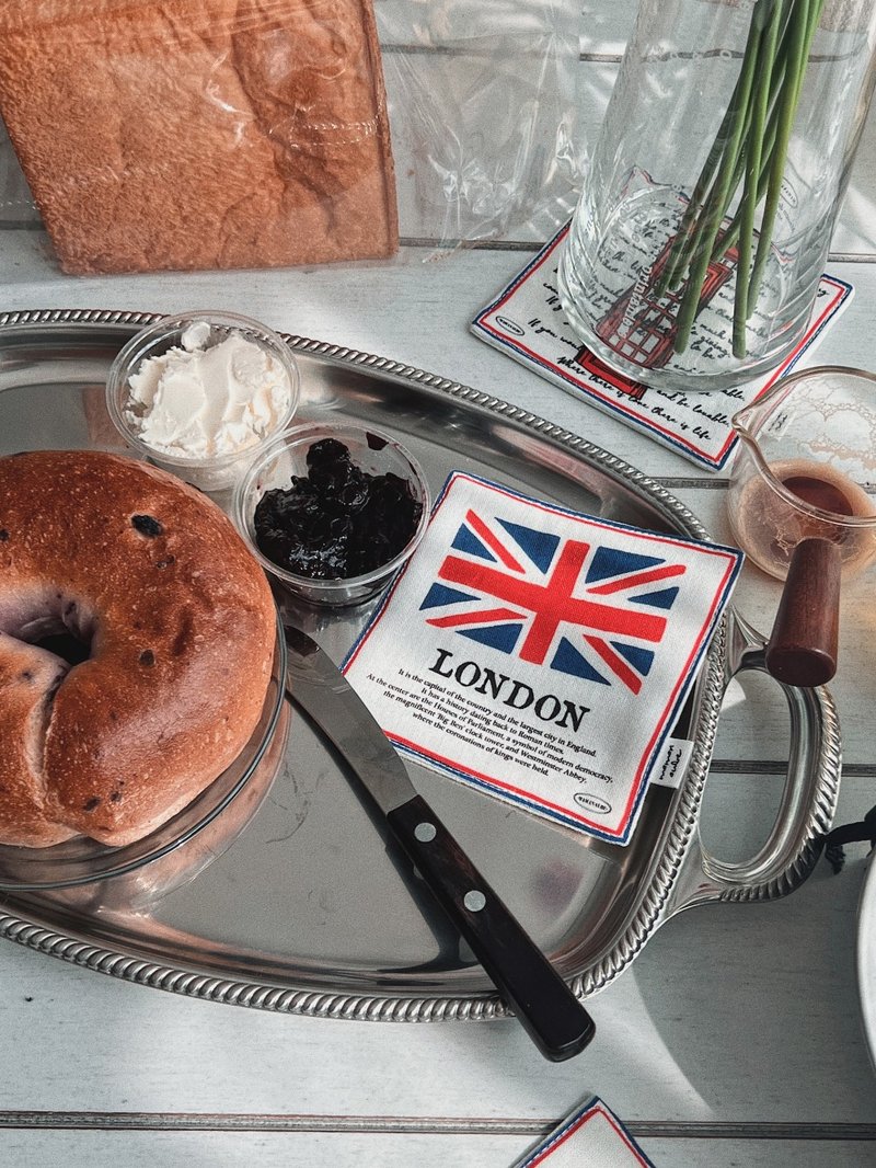 韩国mamanaube | London 伦敦国旗 杯垫/文青/咖啡杯垫/下午茶用 - 咖啡杯/马克杯 - 玻璃 红色
