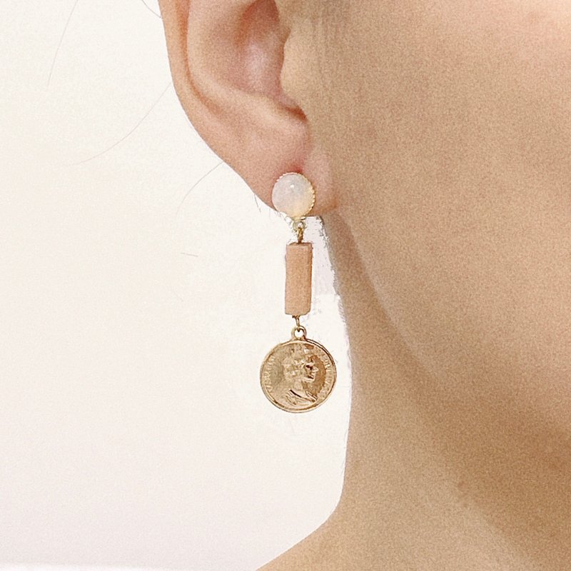 【全馆清仓最高折800】 伊莉莎白耳环 14K注金 - 耳环/耳夹 - 水晶 橘色