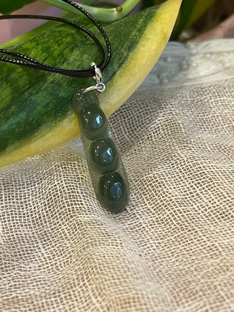 四季豆翡翠吊坠项链缅甸玉 无优化 天然A货翡翠 蓝水翡翠 - 项链 - 玉石 