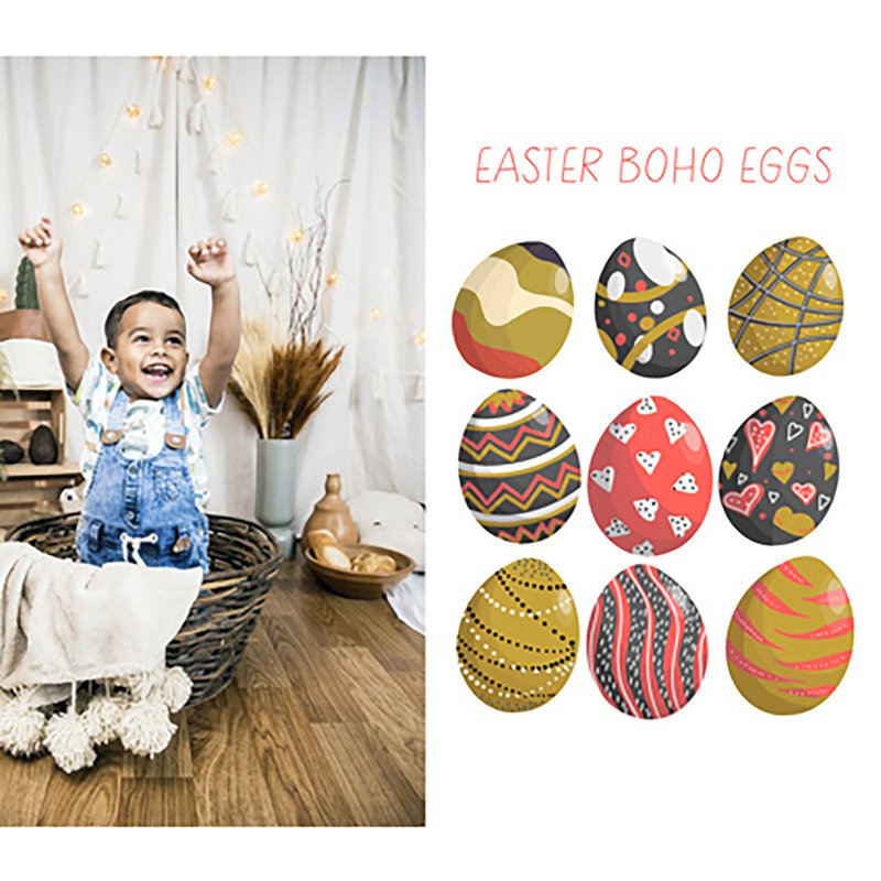 Easter clipart, Easter egg hunt, 9 images of eggs PNG, AI, EPS - 插画/绘画/写字 - 其他材质 多色