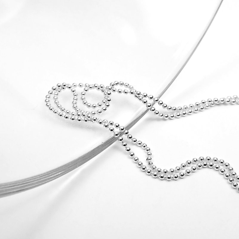 疯狂几何 | 极简(迷你)圆珠珠925纯银锁骨裸链/素链/单项链/宽1mm - 锁骨链 - 纯银 银色