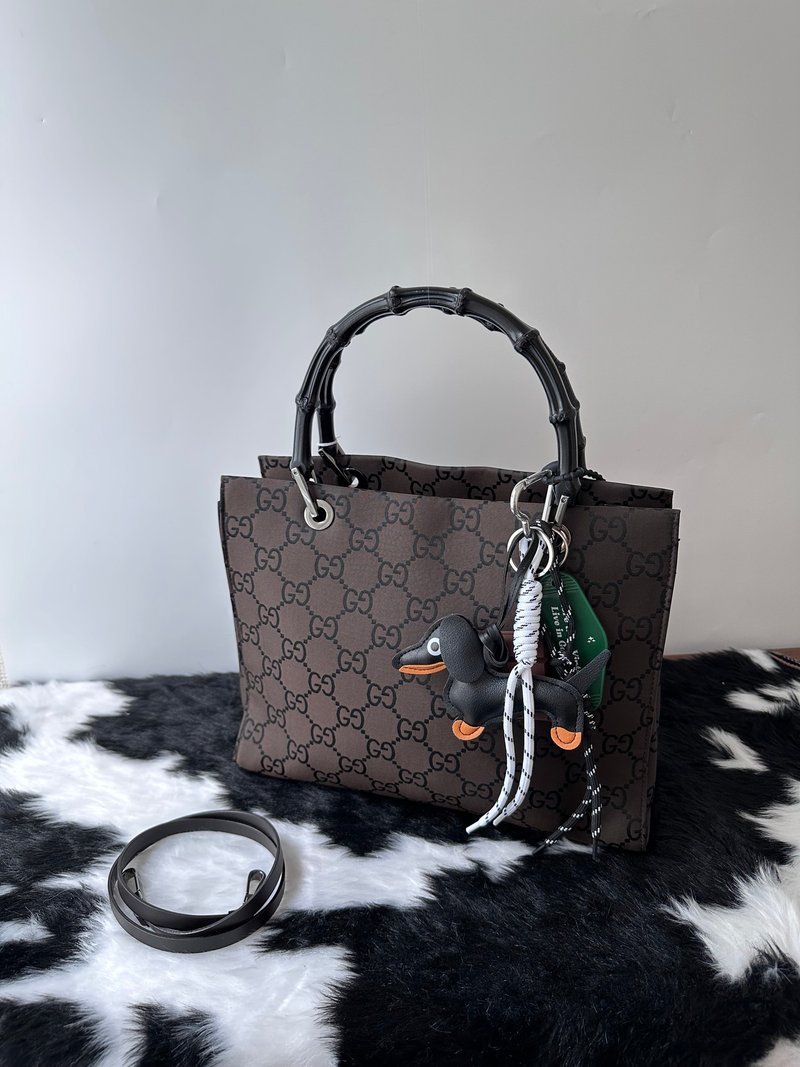 中古包 Gucci 古驰 经典深朱古力 GG 尼龙竹节托特包 - 手提包/手提袋 - 尼龙 卡其色