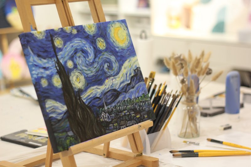 向大师致敬系列-梵谷星空压克力临摹画 35*27cmx新竹x竹北x画画 - 插画/绘画/写字 - 颜料 