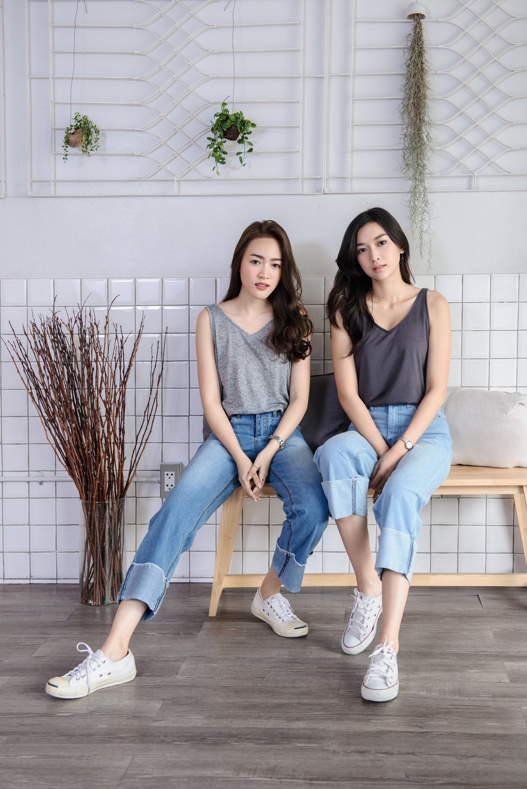 V neck tank top - 女装 T 恤 - 棉 多色