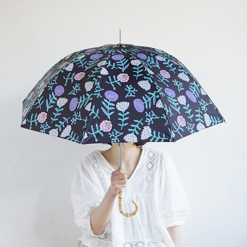 竹把 UV防护手开式长伞 flowe 紫外线99.9%防护 晴雨两用 日伞 - 雨伞/雨衣 - 防水材质 黑色