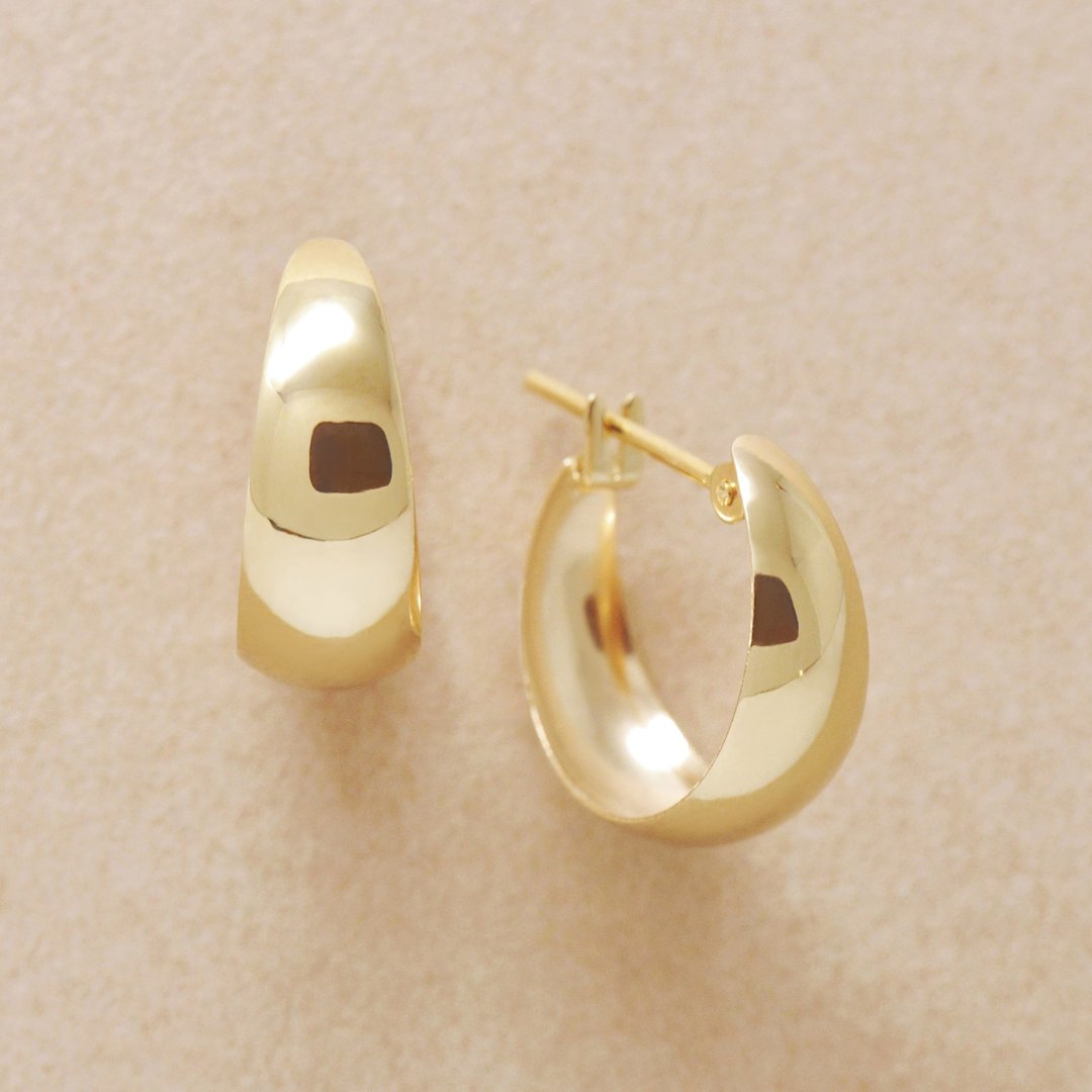 18K/10K 粗圈耳环 (黄金) - 耳环/耳夹 - 贵金属 