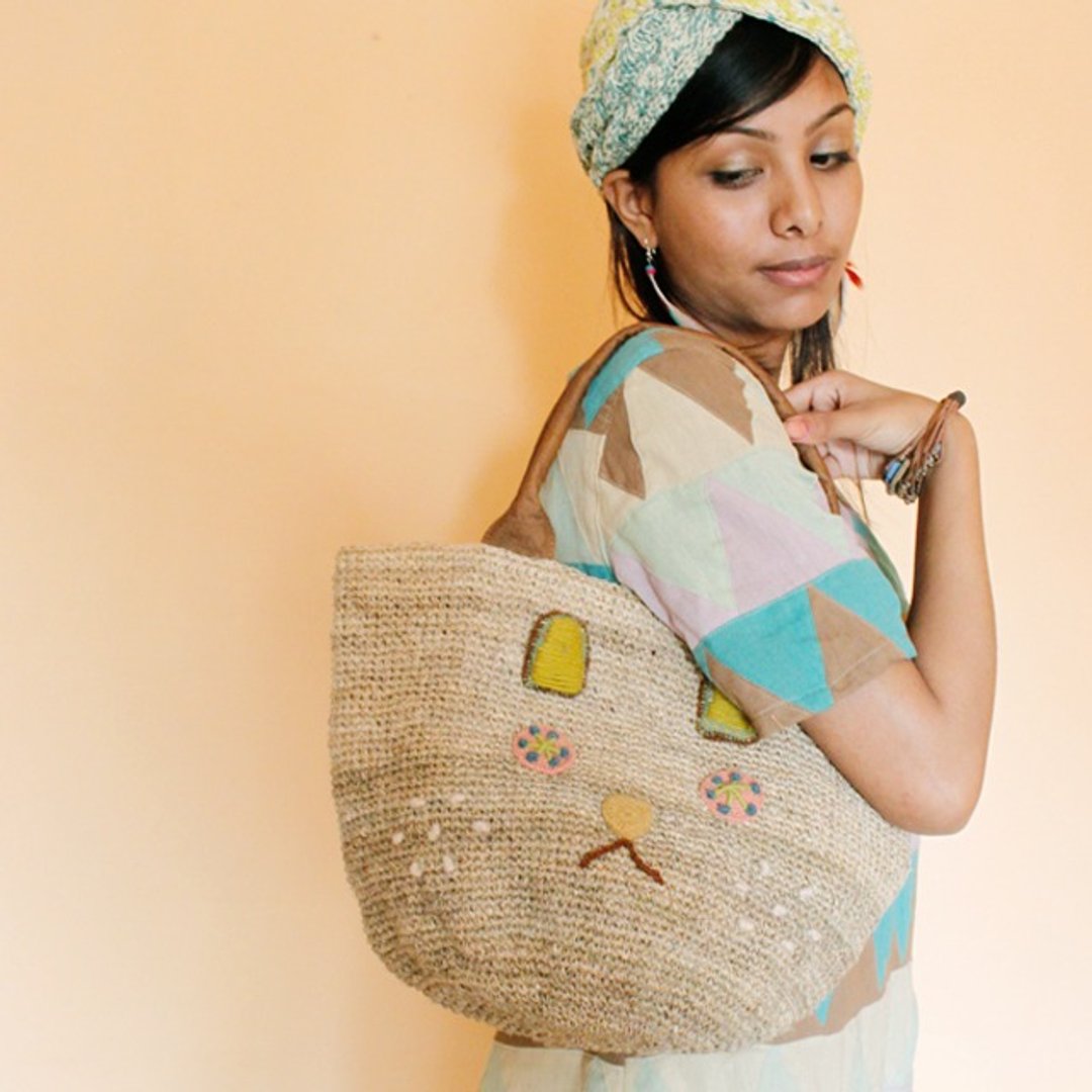 ☆ Hammock ☆ 彡 Hemp tote bag of fun companions - 手提包/手提袋 - 棉．麻 咖啡色