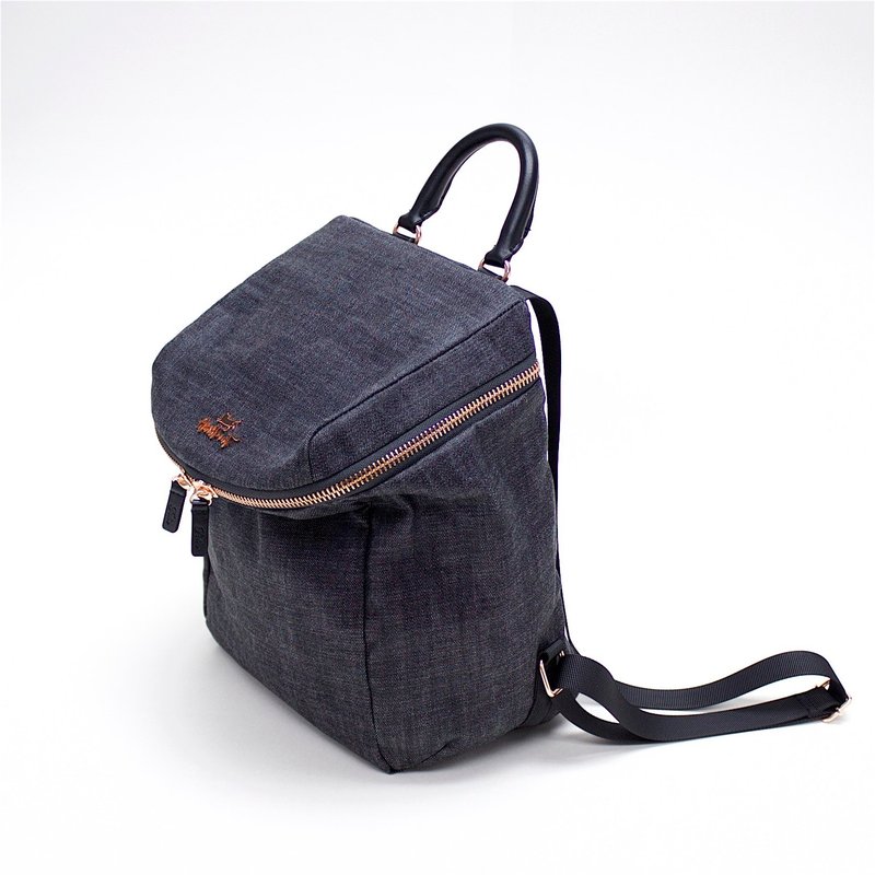 Aristocat 牛仔布迷你小背包 / 蓝色 , 黑色 - 后背包/双肩包 - 棉．麻 黑色