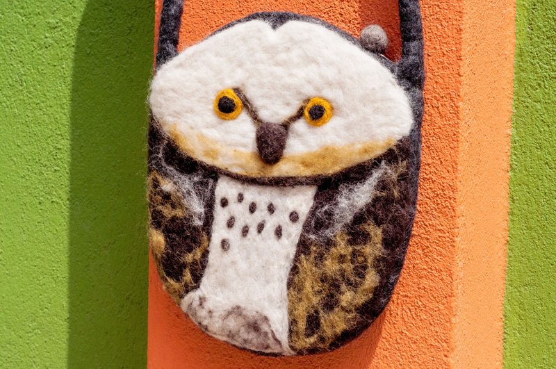 天然羊毛毡轻便包/斜背包/侧背包/肩背包/旅行包/托特包-猫头鹰 - 侧背包/斜挎包 - 羊毛 多色