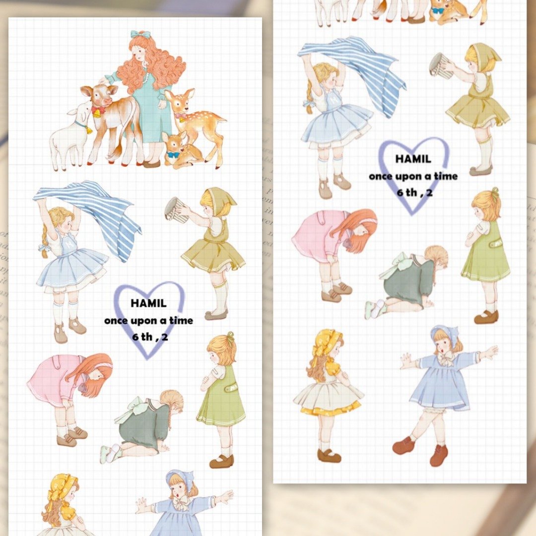 once upon a time 6 ver2 PET (hamil) 复古女孩仕女角色贴纸 - 贴纸 - 纸 多色