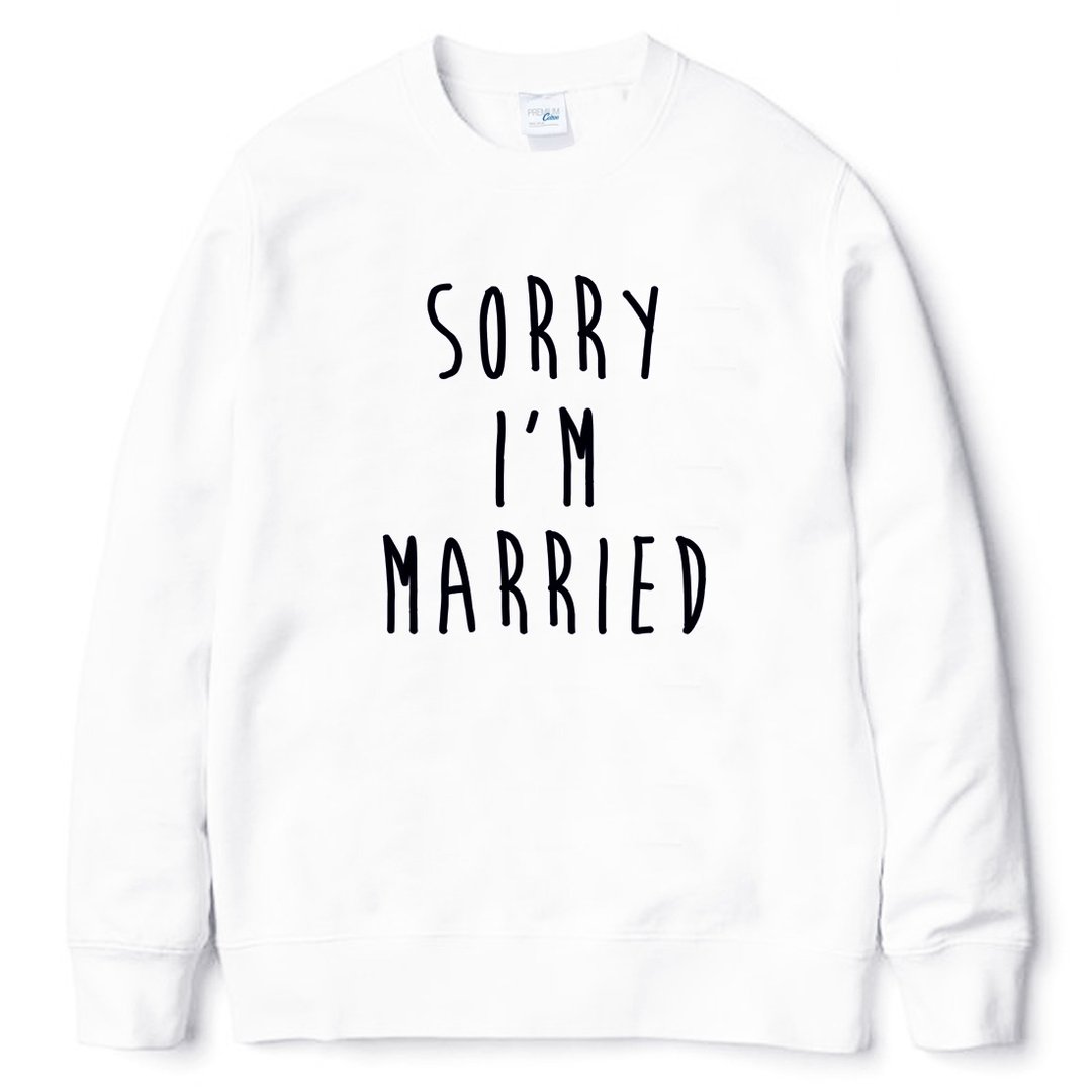 Sorry Married #2 大学T 刷毛 中性版 白色 不好意思我结婚了 - 男装上衣/T 恤 - 棉 白色
