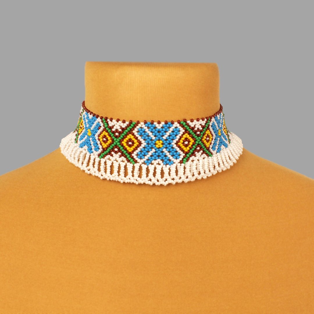 Beaded choker ukraine bead jewelry - 项链 - 玻璃 白色