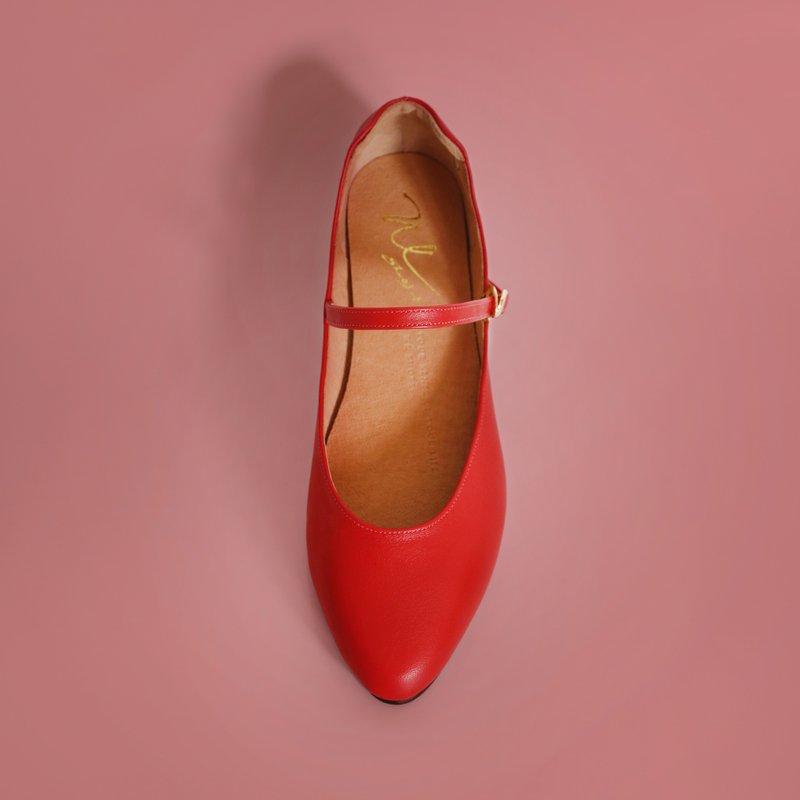 Mary Jane Red (红)  Low Heels 玛丽珍 | WL - 玛莉珍鞋 - 真皮 红色