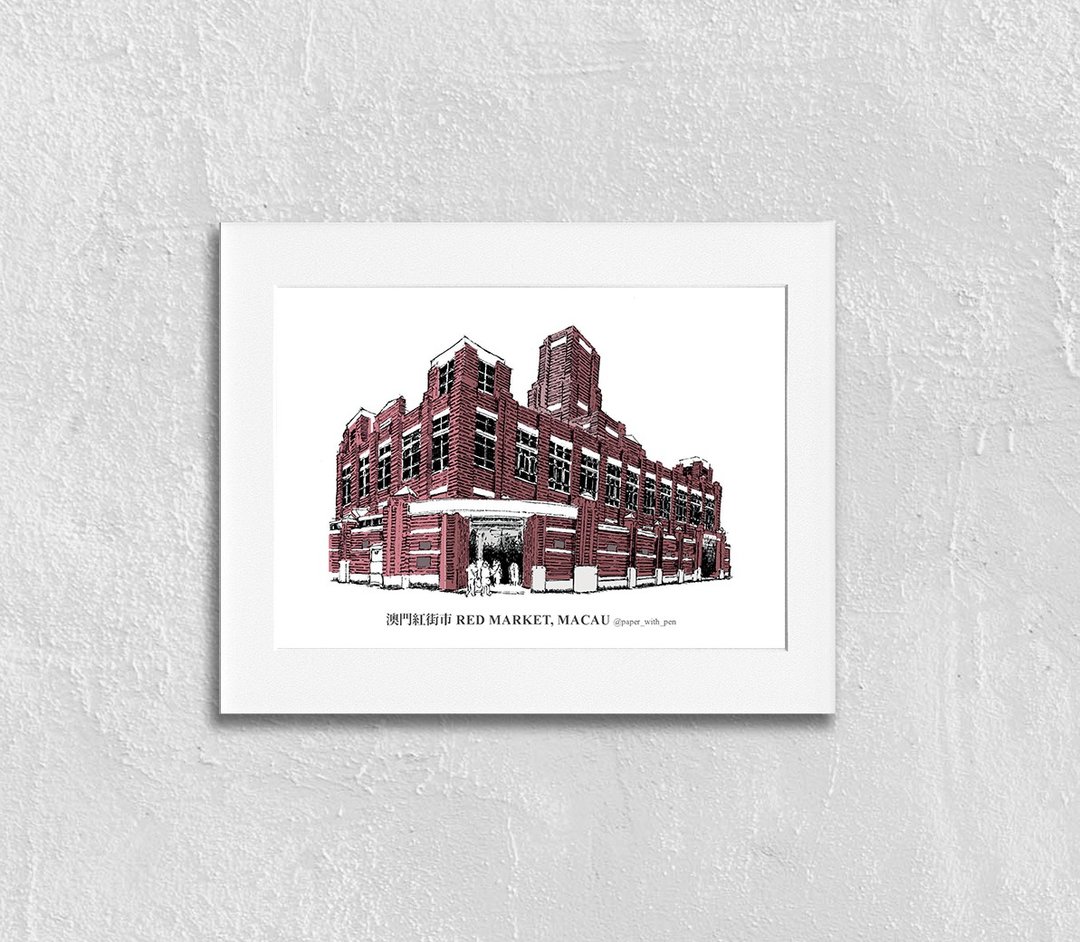 澳门手绘街景挂画: 红街市 - 海报/装饰画/版画 - 纸 