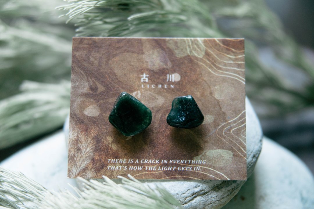 CRACK | 矿物系耳环 |  EARRINGS - 耳环/耳夹 - 玉石 绿色