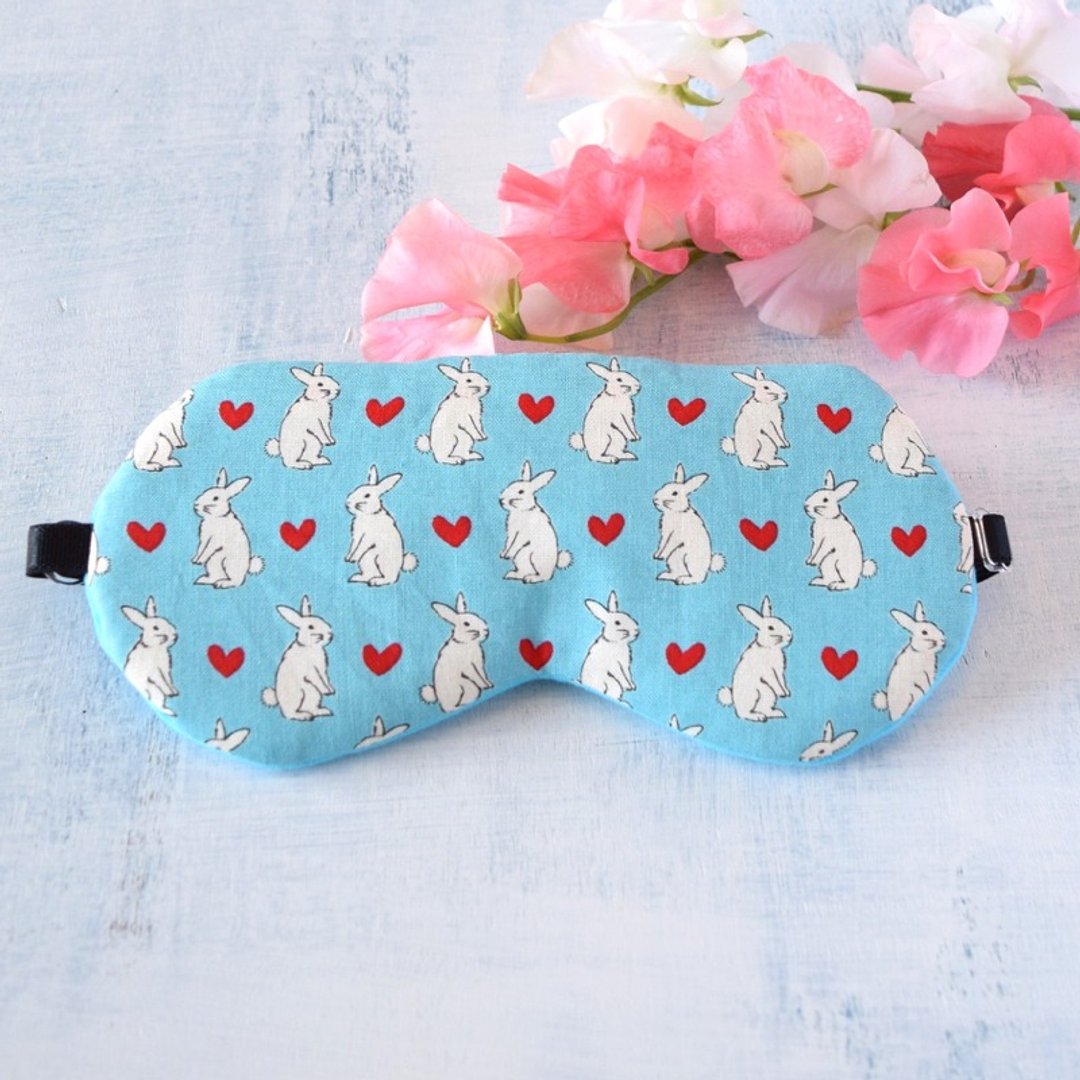 Love Rabbit light blue 眼罩/旅游/睡眠/情人节/兔子 - 眼罩 - 棉 蓝色