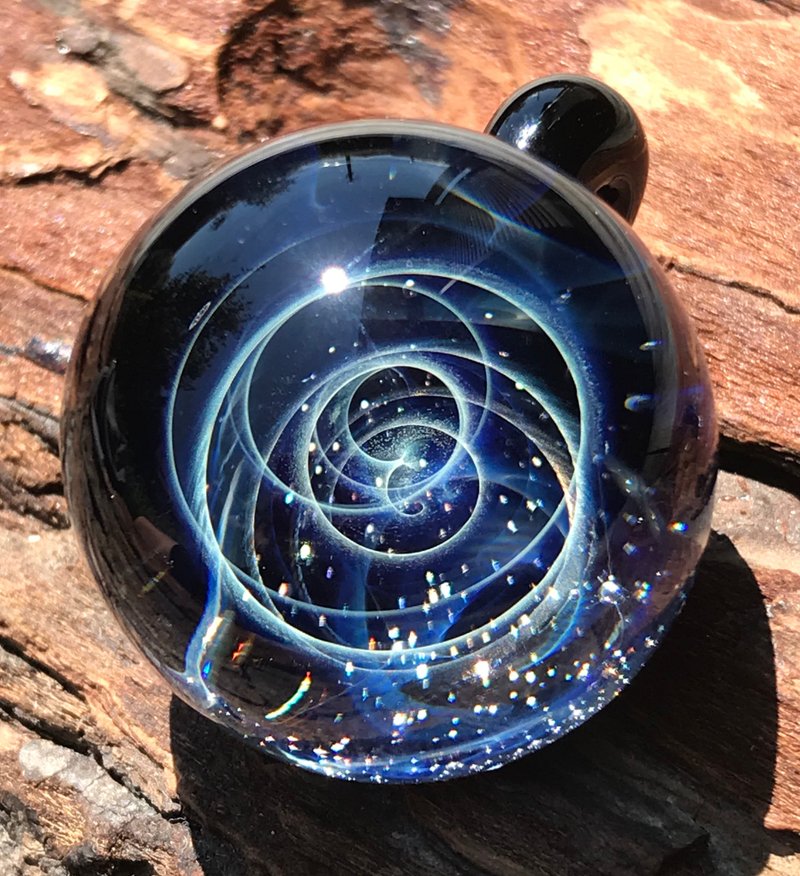 球星系星云三维图案高硼硅玻璃吊坠 - 项链 - 玻璃 蓝色