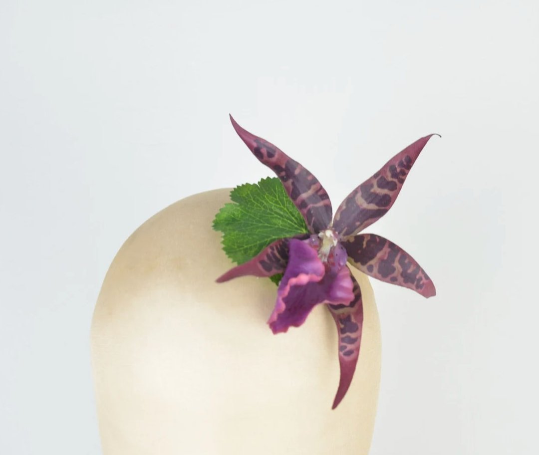 Headpiece Hair Clip Purple Orchid Floral Woodland Fairy Cute Fashion Headwear - 发饰 - 其他材质 紫色