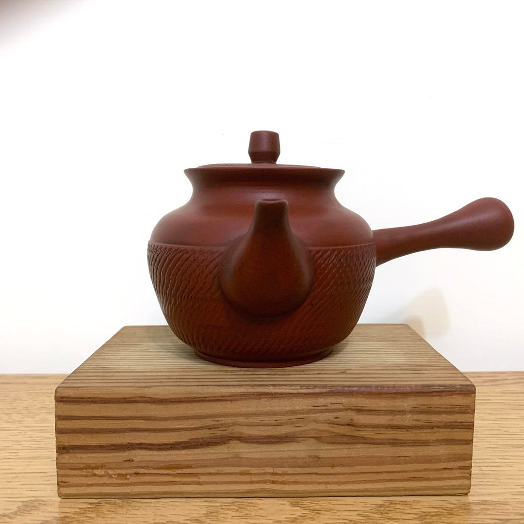 台湾【朱泥】手拉坯薄胎KyuuSu横手急须壶5 - 茶具/茶杯 - 陶 红色