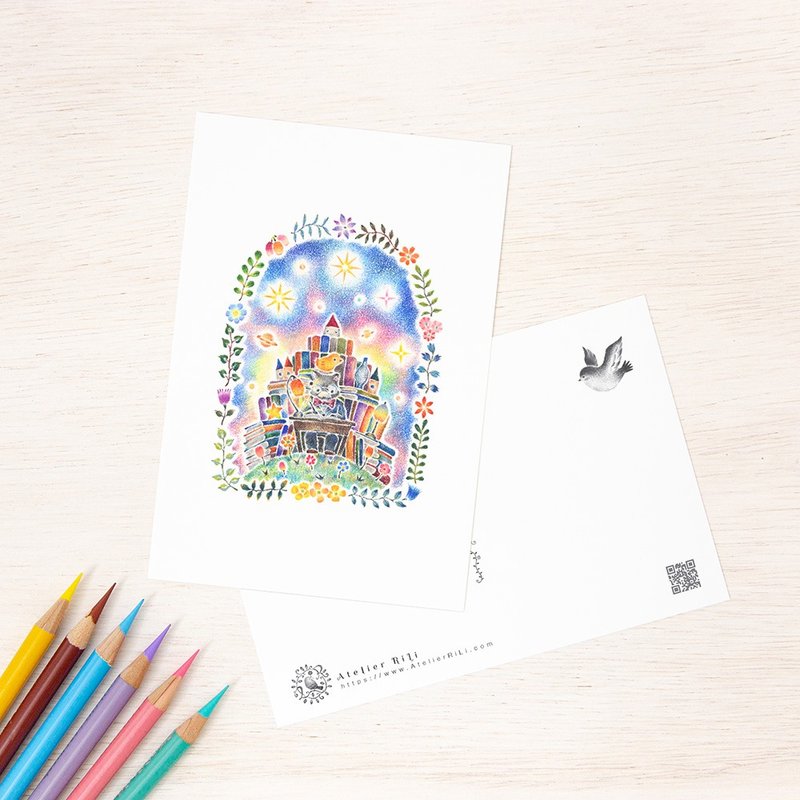 5张一组。宛如绘本般。明信片“智者与图书星”PC-318 - 卡片/明信片 - 纸 蓝色