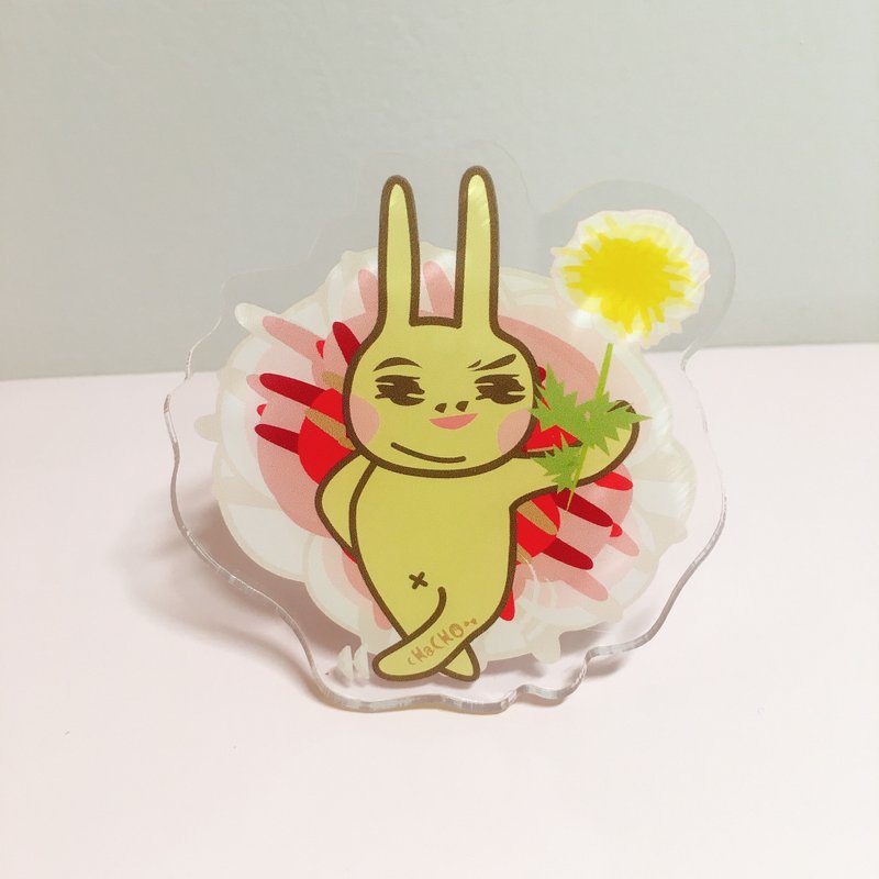 压克力手机气囊支架 | 告白鼻孔兔款-送你一朵小花的心 - 手机座/防尘塞 - 压克力 粉红色