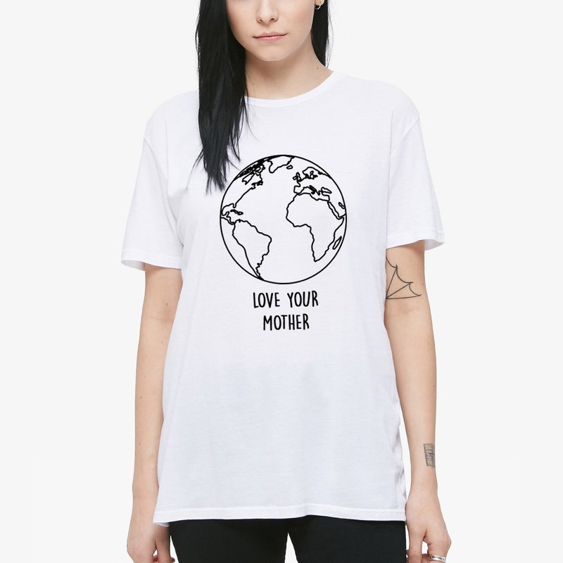 Love Your Mother Earth 短T 白色 爱地球 礼物 春装 环保 - 女装 T 恤 - 棉．麻 白色