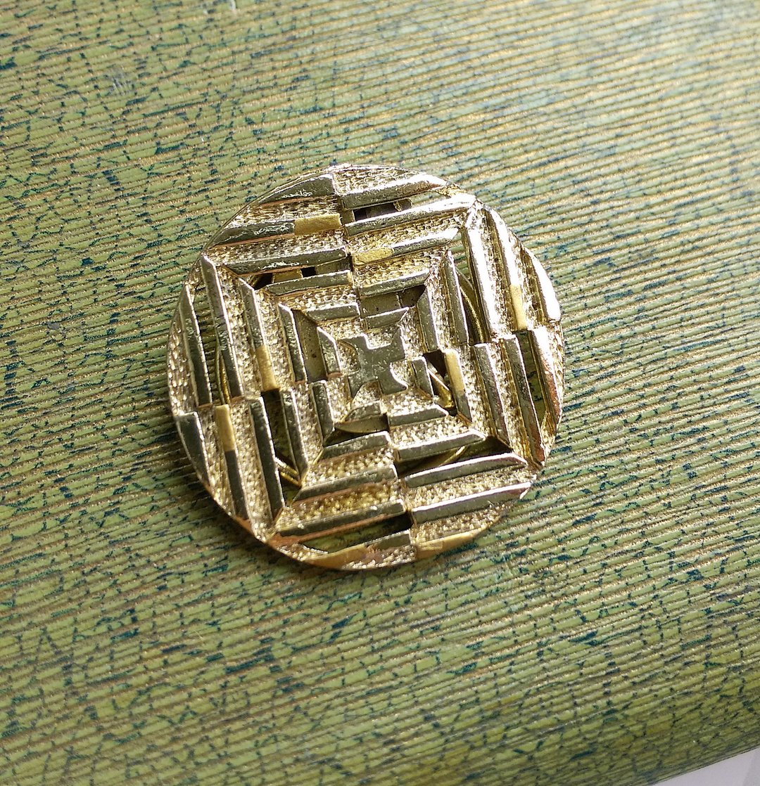 【西洋古董饰品】 淡金 几何镜像世界  围巾夹 丝巾扣 丝巾夹 - 其他 - 其他金属 金色