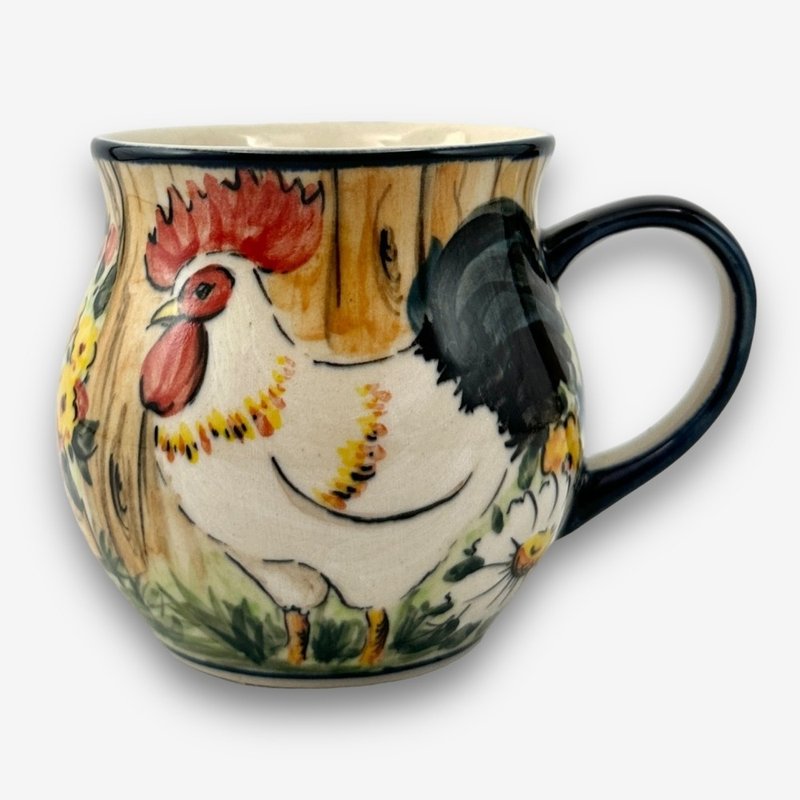 波兰手绘手工陶-胖胖杯 350ml 吉祥如意系列 设计师款 - 其他杯子 - 陶 红色