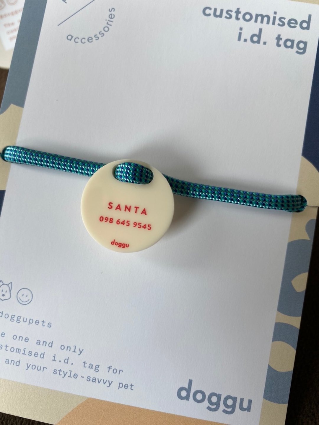 Doggu Handmade Customised i.d. tag (Pet Portrait) - Seasalt rope color - 项圈/牵绳 - 防水材质 多色