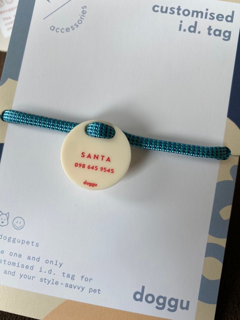 Doggu Handmade Customised i.d. tag (Pet Portrait) - Seasalt rope color - 项圈/牵绳 - 防水材质 多色