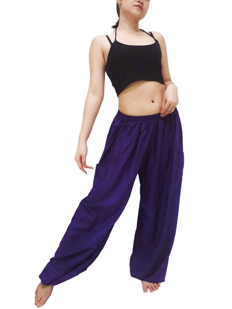 Solid Harem Pants Women Clothing Aladdin Pants Gypsy Pants Rayon Trouser SRNC - 男士长裤 - 其他材质 紫色