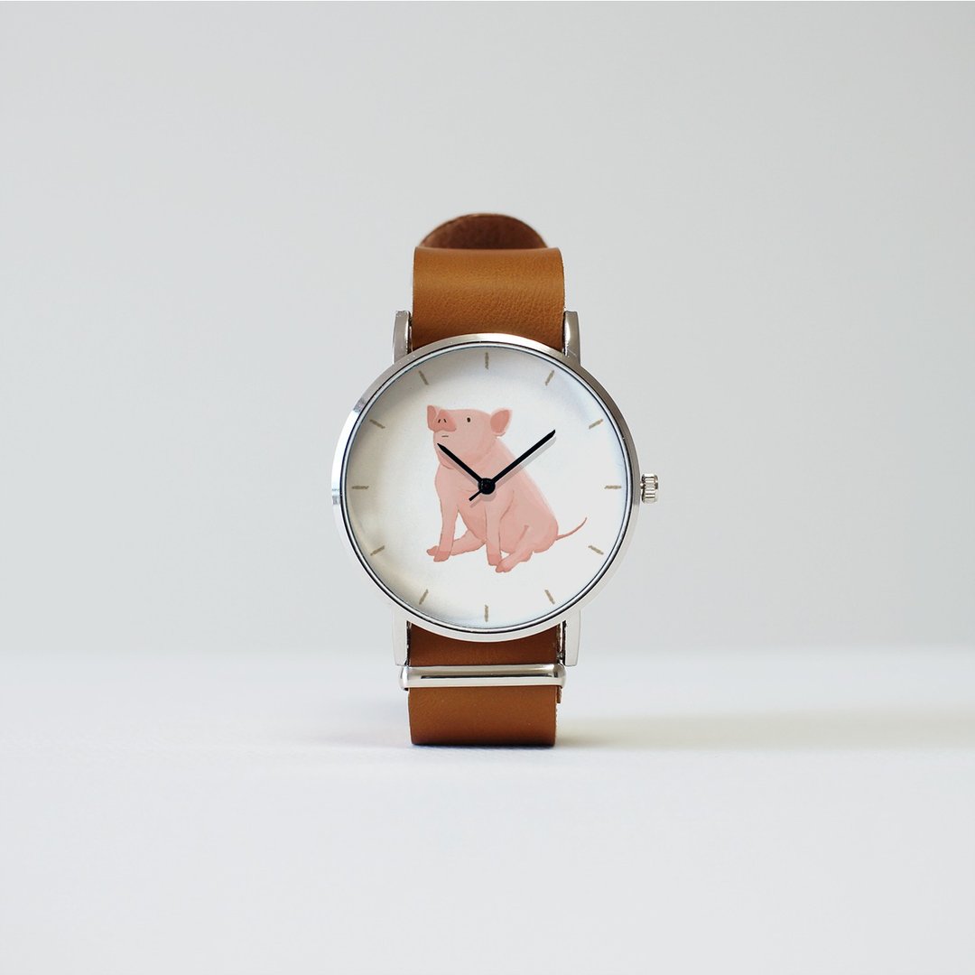 piglet watch - 女表 - 其他金属 粉红色