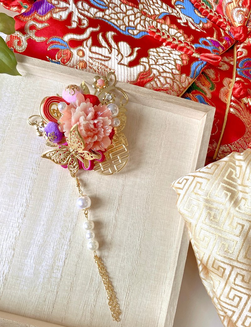 结婚头饰/新娘中式结婚囍字头饰/新娘发饰/新娘头饰 - 发饰 - 其他金属 金色