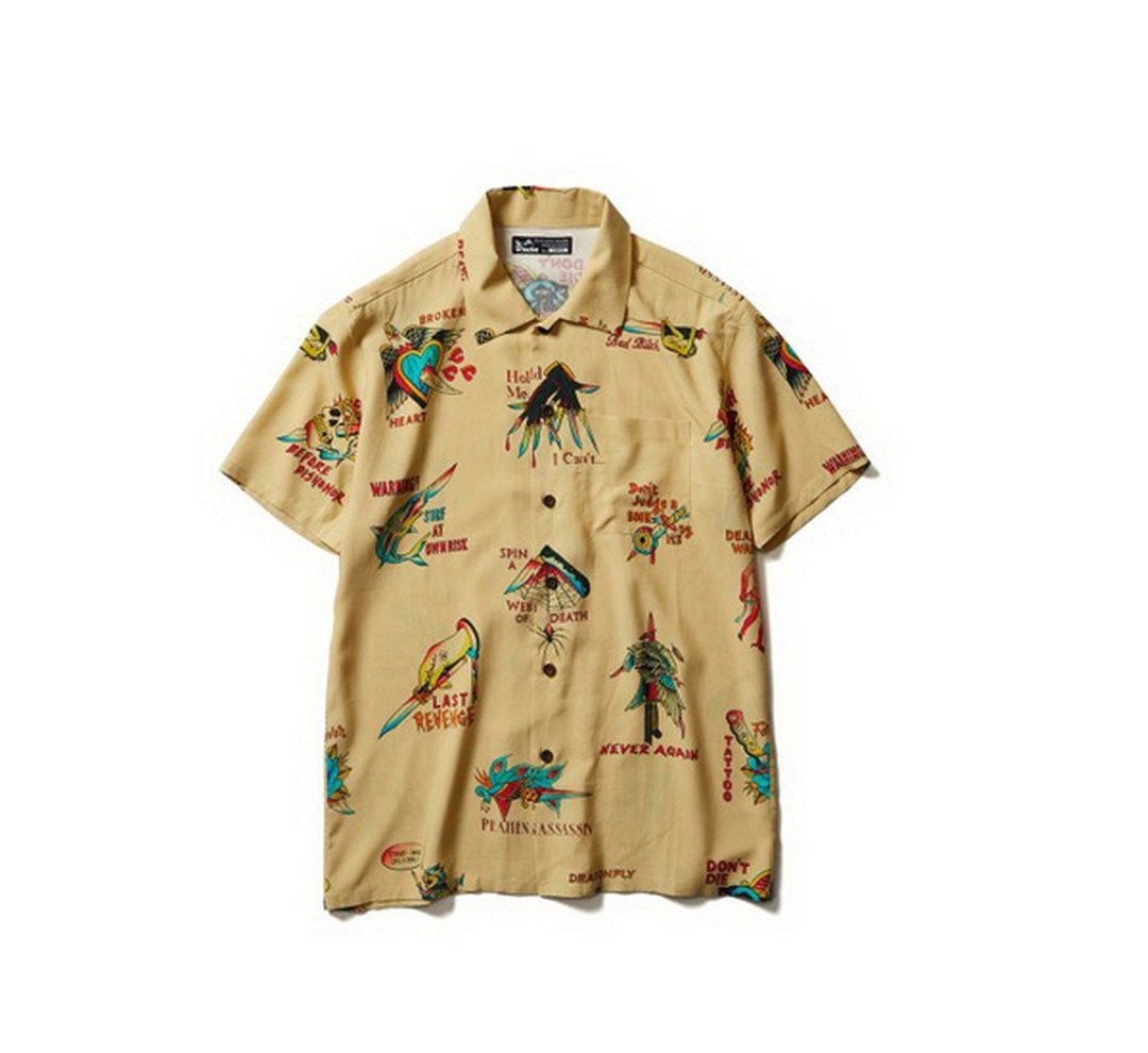 Softmachine Blades Shirts S/S人造丝刺青衬衫 - 男装衬衫 - 其他材质 黄色