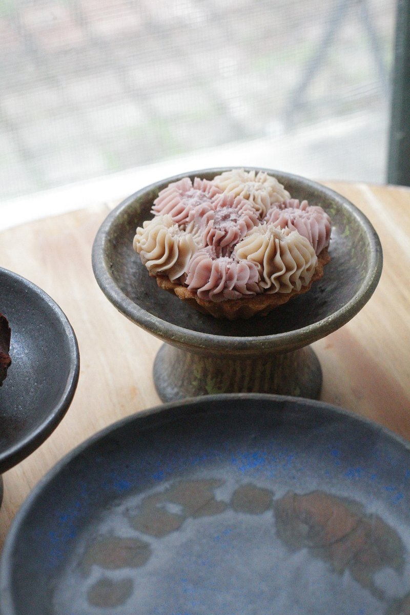 大地色系高脚烛台/点心台 - 蜡烛/烛台 - 陶 咖啡色