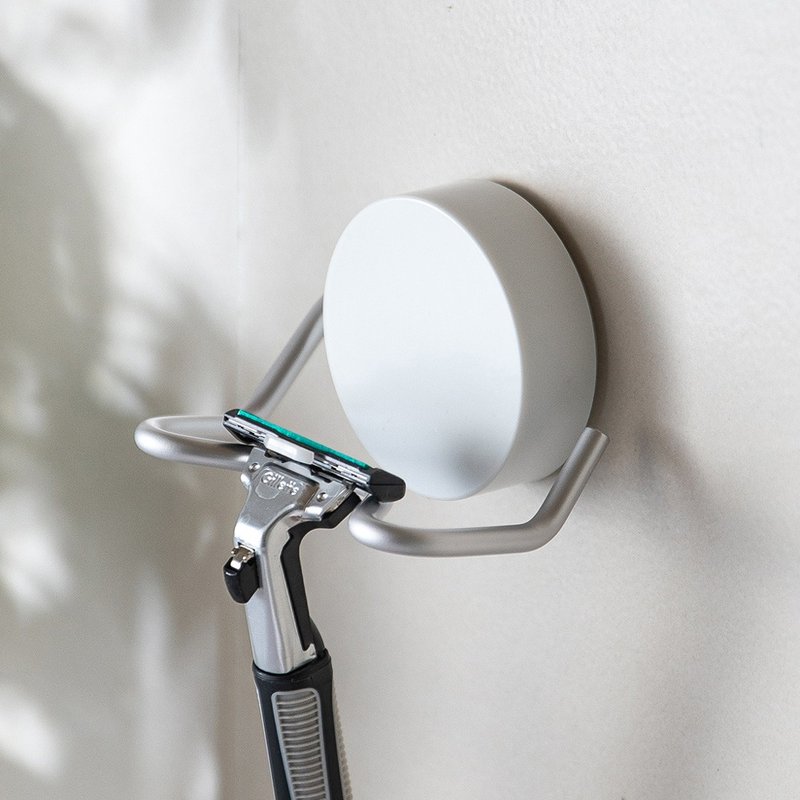 日本霜山 日系简约风无痕壁挂式刮胡刀架 - 置物架/篮子 - 其他金属 银色