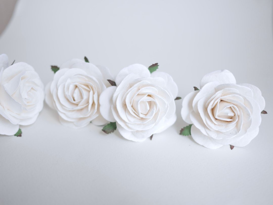 Paper Flower, 10 pieces DIY pieces mulberry rose size 7.0 cm., white colors. - 其他 - 纸 白色